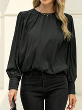 Solid Bishop Sleeve Blouse